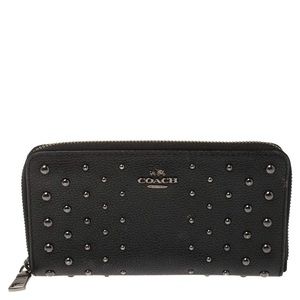 Coach Black Studded Accordion Zip Wallet